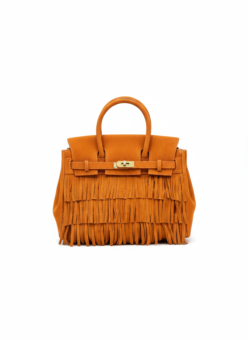 SİERRA TURUNCU - HERMES MODEL SÜET ÇANTA